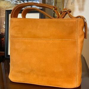 Coach Sonoma Pocket Zip Tote 4949 Pumpkin Orange Nubuc Leather Vintage
